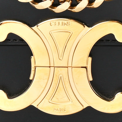Celine Shiny Calfskin Triomphe Chain Shoulder Bag Black 10 of 12