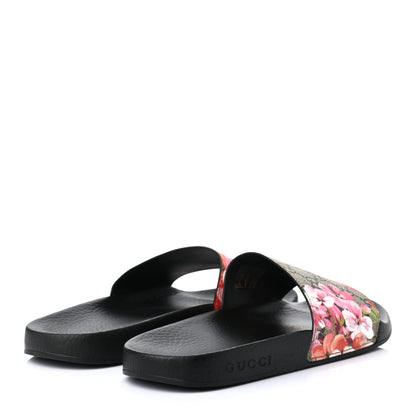 Gucci GG Supreme Monogram Blooms Slide Sandals 38 Beige Multicolor 4 of 7