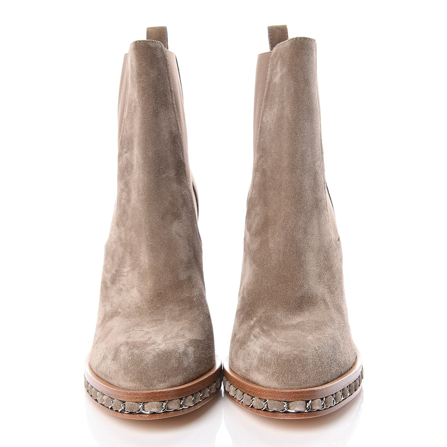 Suede Chain Around Elastic Boots 42 Light Brown