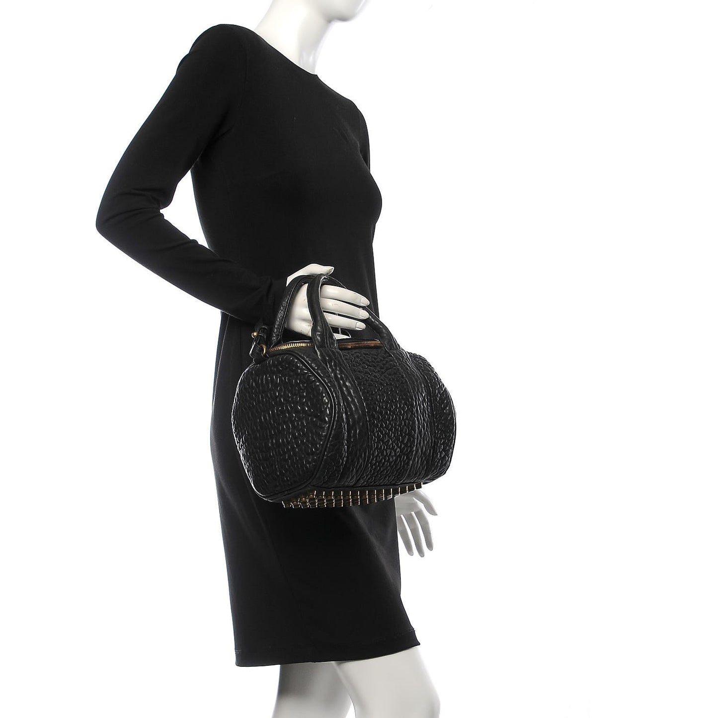 Pebbled Lambskin Rockie Black Pale Gold Hardware