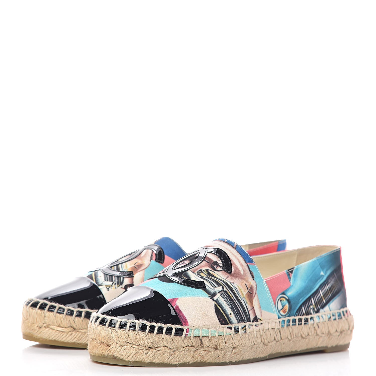 Chanel Patent Fabric CC Espadrilles 36 Multicolor Black 3 of 11