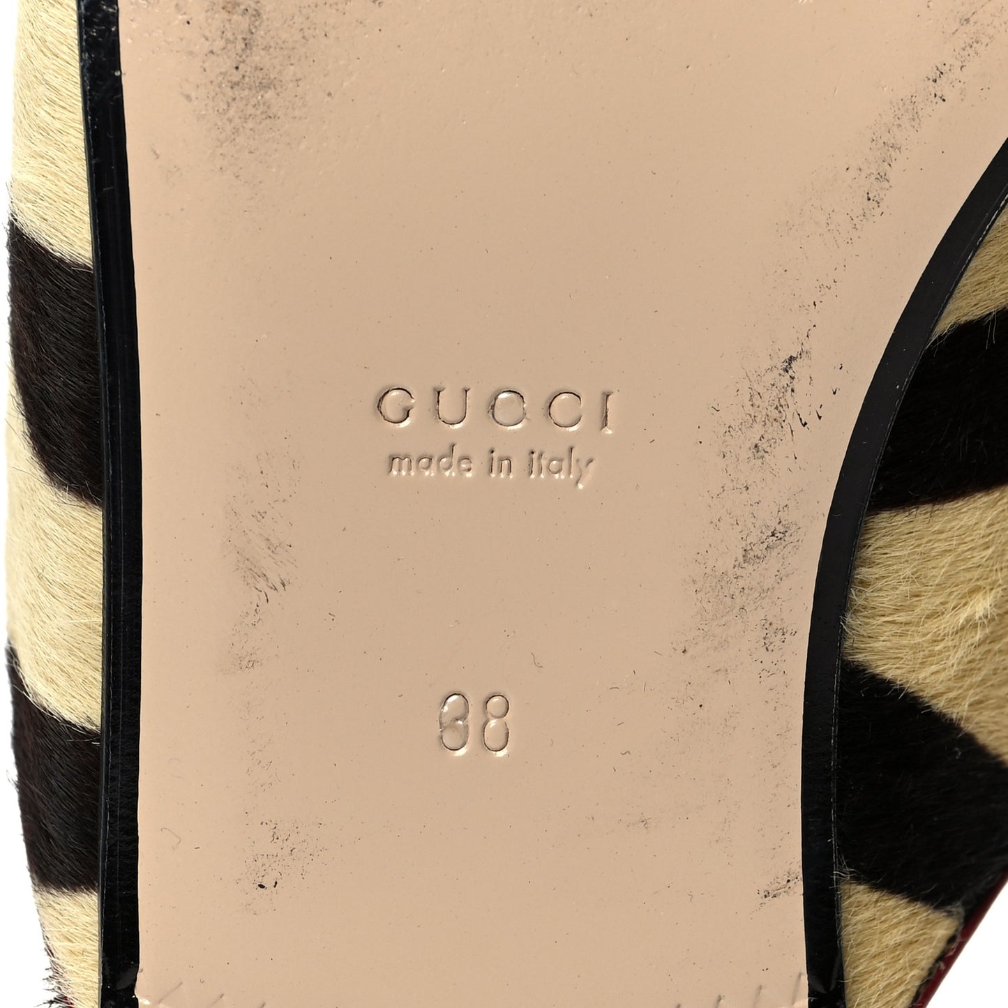 Calf Hair Tiger Print Womens Princetown Slippers 38 Natural Black Romantic Cherry