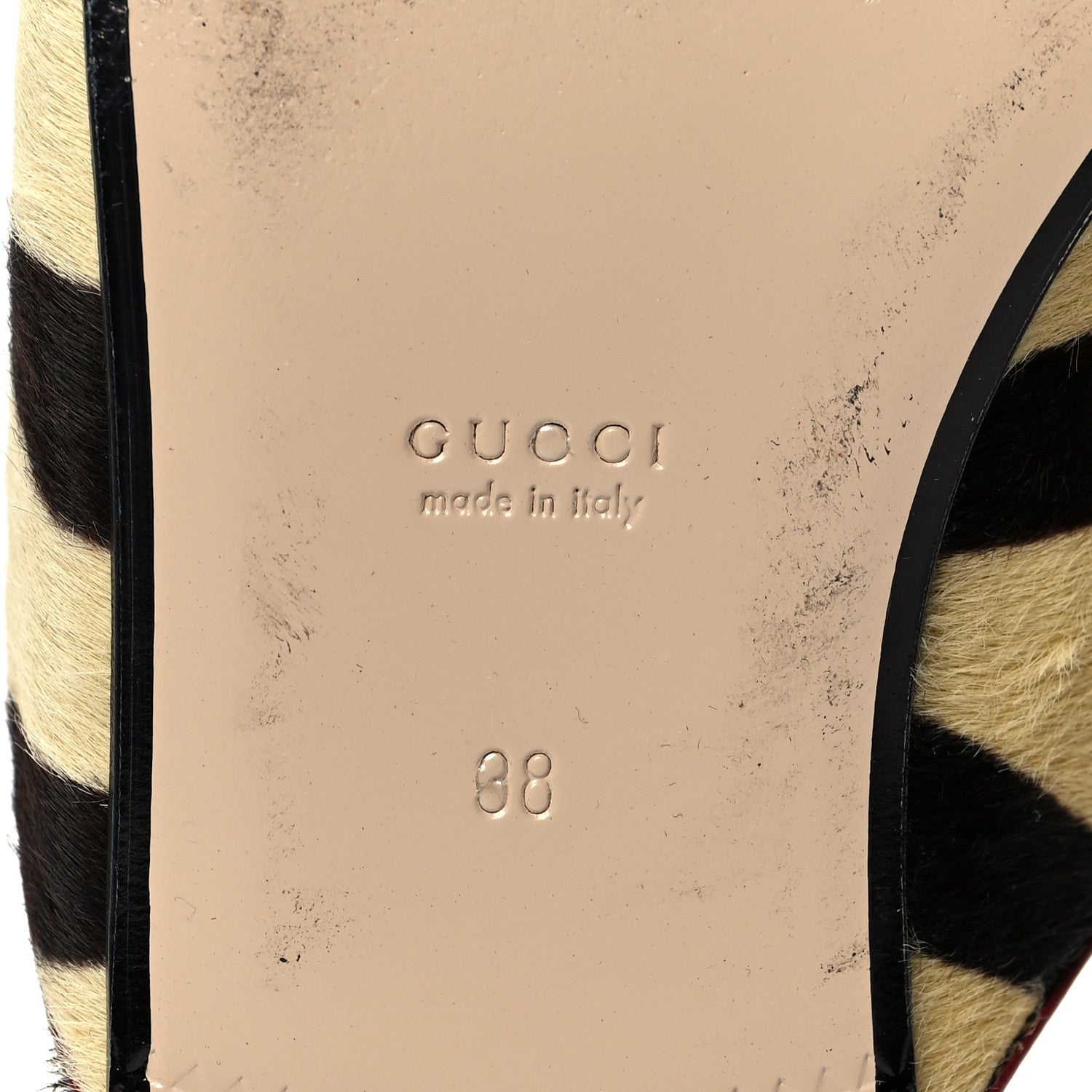 Gucci Calf Hair Tiger Print Womens Princetown Slippers 38 Natural Black Romantic Cherry 8 of 10
