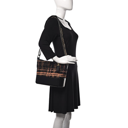 Chanel Tweed Calfskin Medium Gabrielle Hobo Black Brown 2 of 10