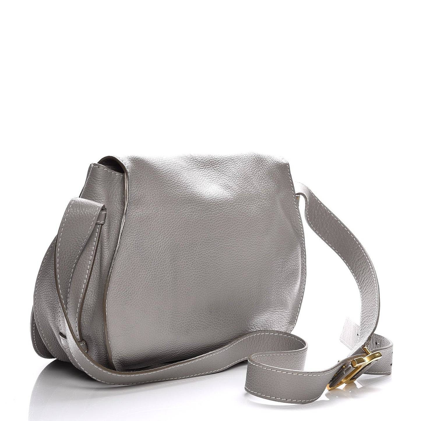 Calfskin Medium Marcie Round Crossbody Bag Cashmere Grey
