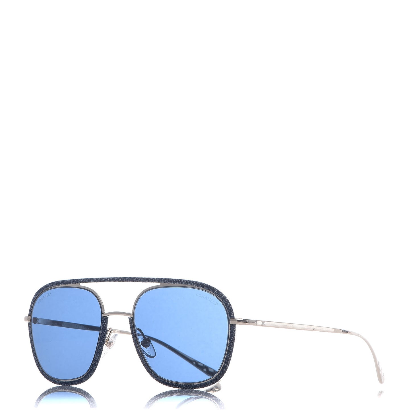 Metal Denim Pilot Sunglasses 4249-J Gold Dark Blue