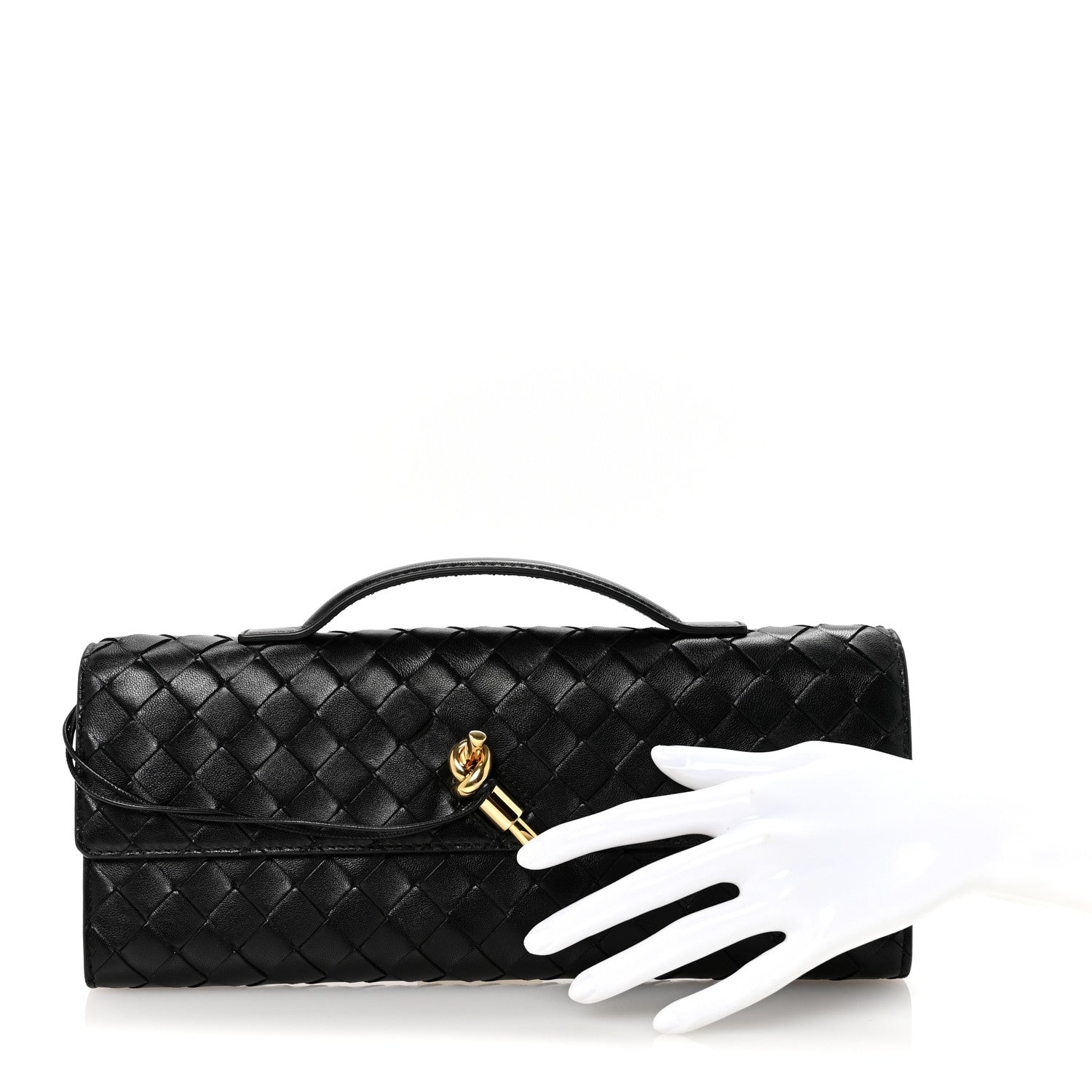 Bottega Veneta Nappa Intrecciato Long Andiamo Top Handle Clutch Black 2 of 6