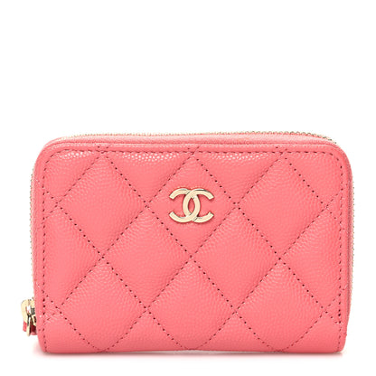 Chanel Caviar Quilted Zip Coin Purse Pink 1 of 9