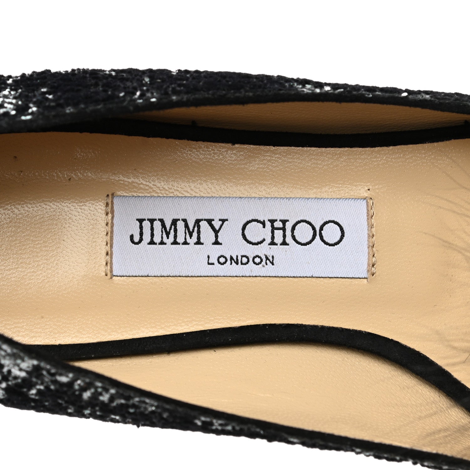 Jimmy Choo Glitter Fox Fur Gale Flats 37 Black 7 of 9