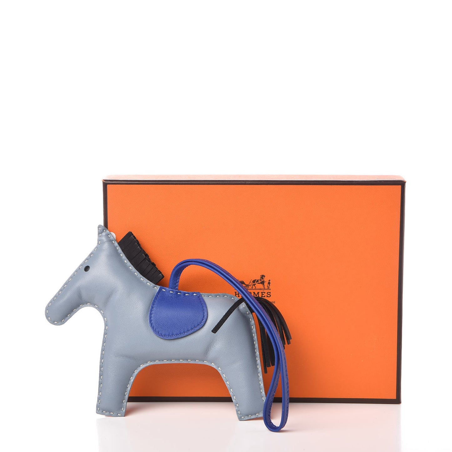 Milo Lambskin Grigri Rodeo Horse Bag Charm GM Bleu Lin Bleu Electrique Black