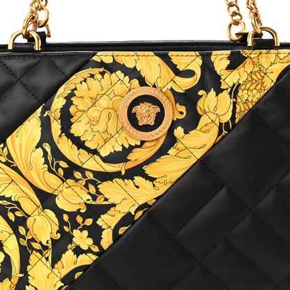 Versace Nappa Baroque Print Quilted Trapuntata Tribute Shoulder Bag Gold Black 7 of 10