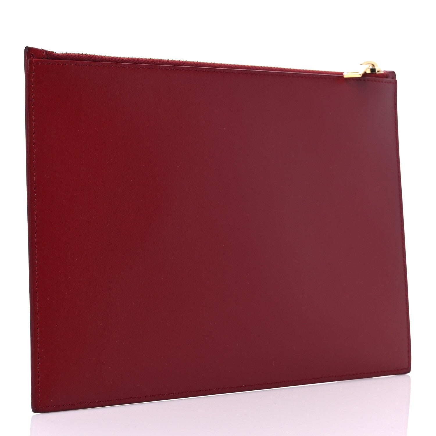 Saint Laurent Calfskin Medium Zip Clutch Red 3 of 13