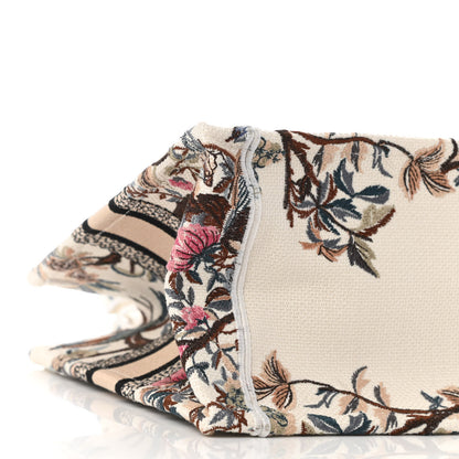 Christian Dior Canvas Embroidered Small Jardin D'Hiver Book Tote Latte Multicolor 9 of 11