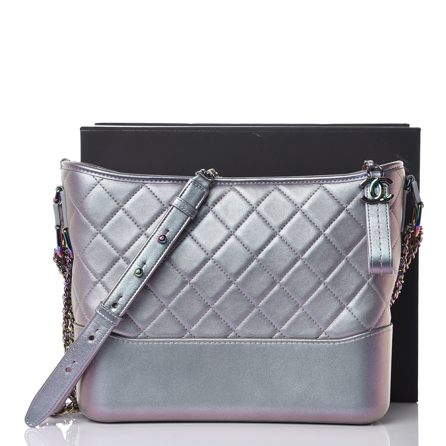 Chanel Iridescent Lambskin Calfskin Quilted Medium Gabrielle Hobo Light Purple 9 of 9