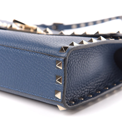 Valentino Garavani Pebbled Calfskin Medium Rockstud Flip Lock Crossbody Bag Peacock 8 of 11