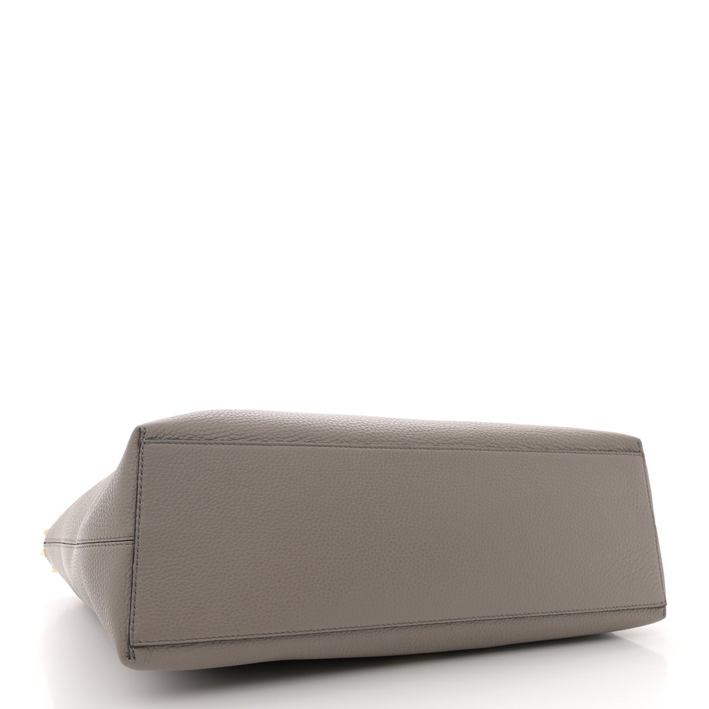 Grained Calfskin Small Rockstud Shoulder Tote Dove Gray