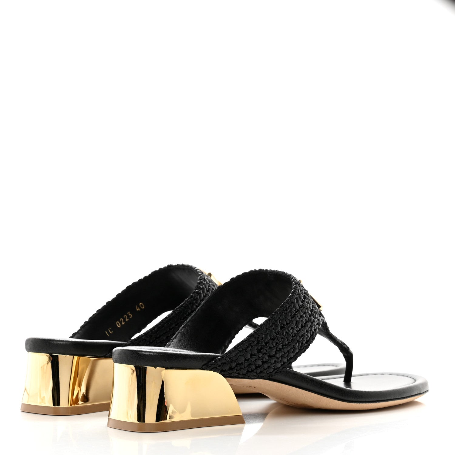 Louis Vuitton Raffia Dita Thong Sandal 40 Black 4 of 9
