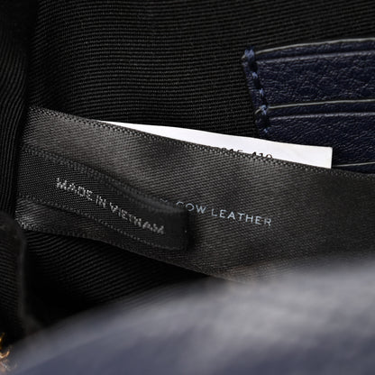 Marc Jacobs Grained Calfskin Quilted The Status Round Crossbody Navy 7 of 10