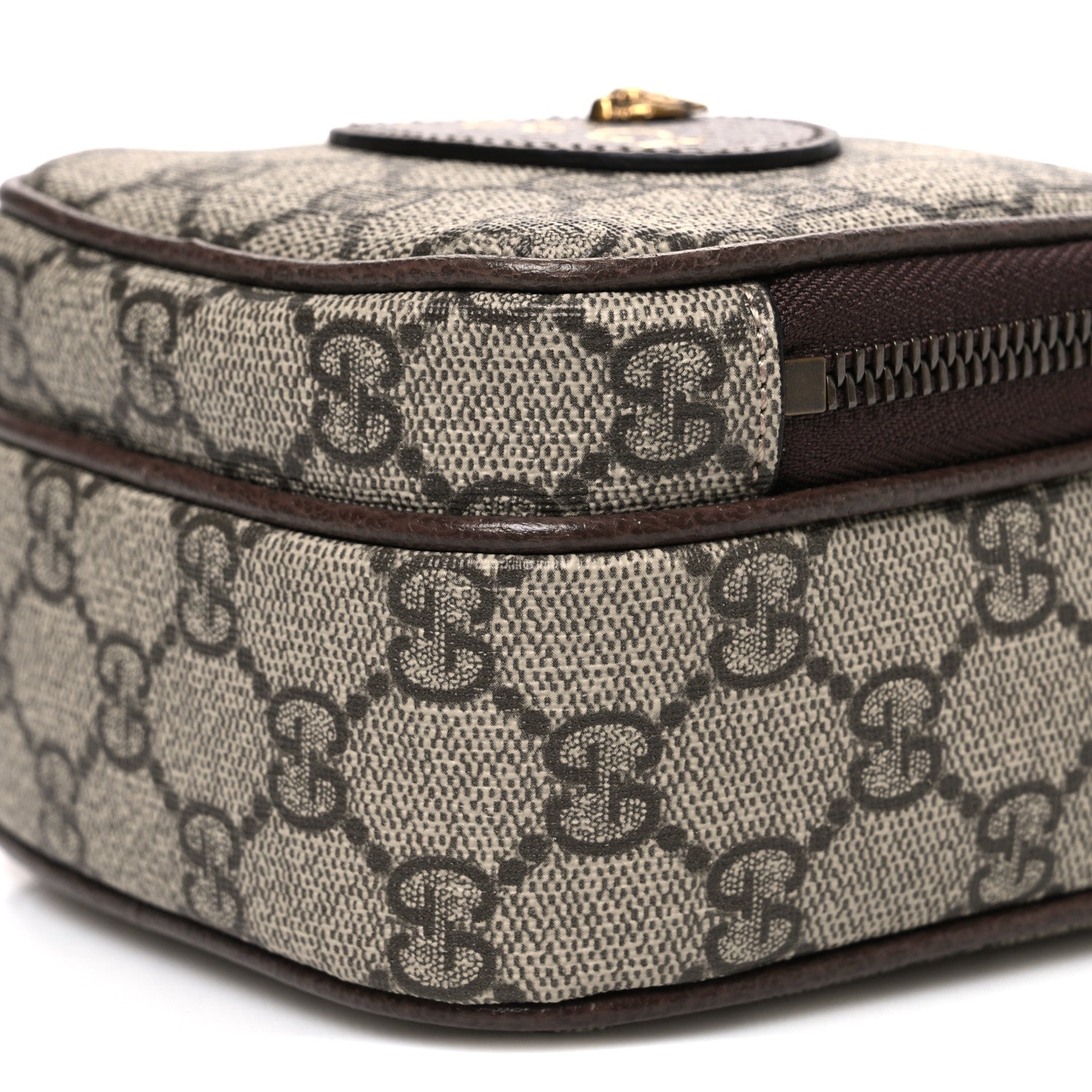 Gucci GG Supreme Monogram Mini Neo Vintage Double Zip Messenger Bag Beige New Acero Crop 9 of 9