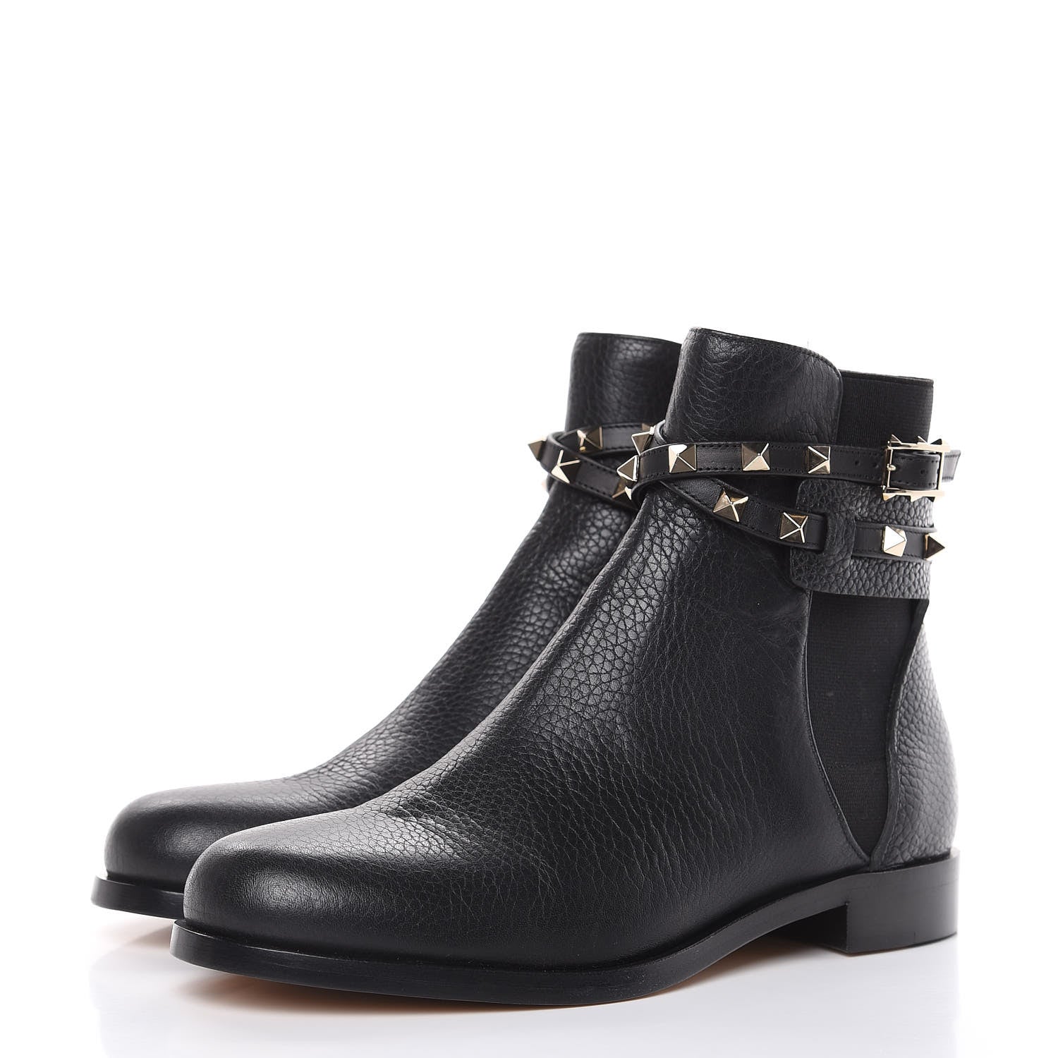 Valentino Garavani Grained Calfskin Rockstud Beatle Chelsea Ankle Boots 36.5 Black 3 of 8