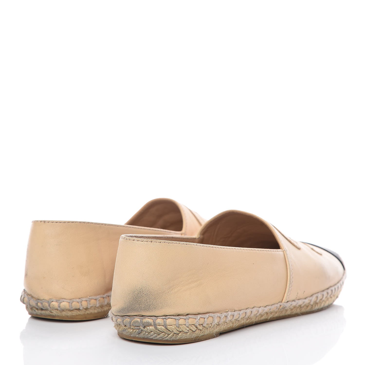 Chanel Lambskin CC Espadrilles 38 Beige Black 4 of 17