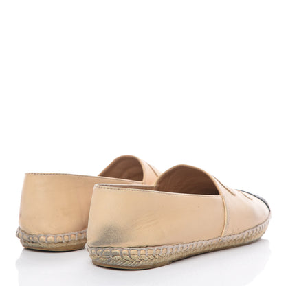 Chanel Lambskin CC Espadrilles 38 Beige Black 4 of 17