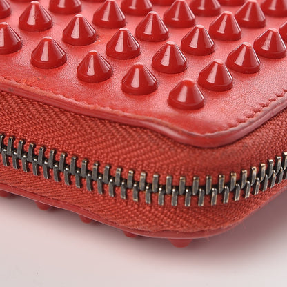 Christian Louboutin Calfskin Panettone Spiked Zip Around Wallet Rouge De Mars 9 of 18