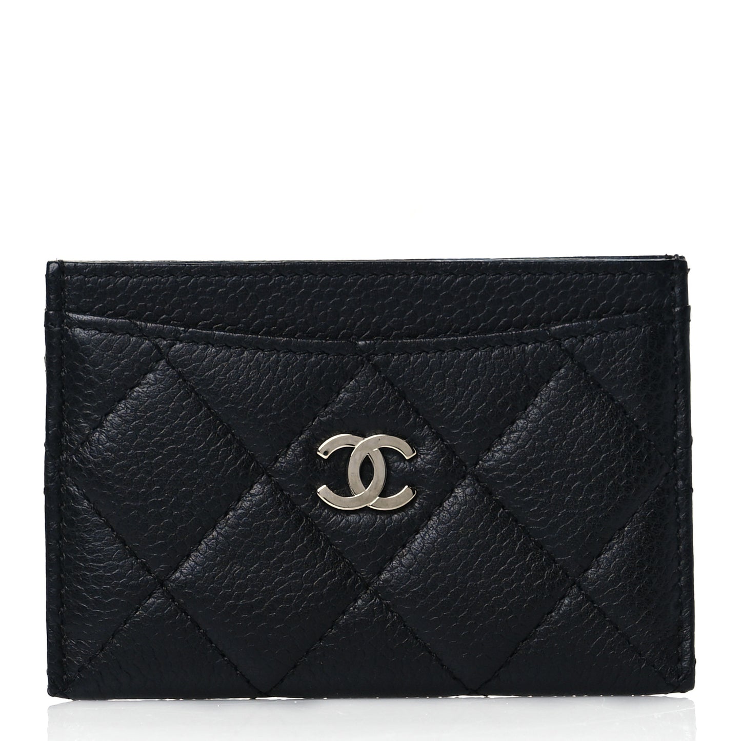 Caviar Quilted Card Holder Black