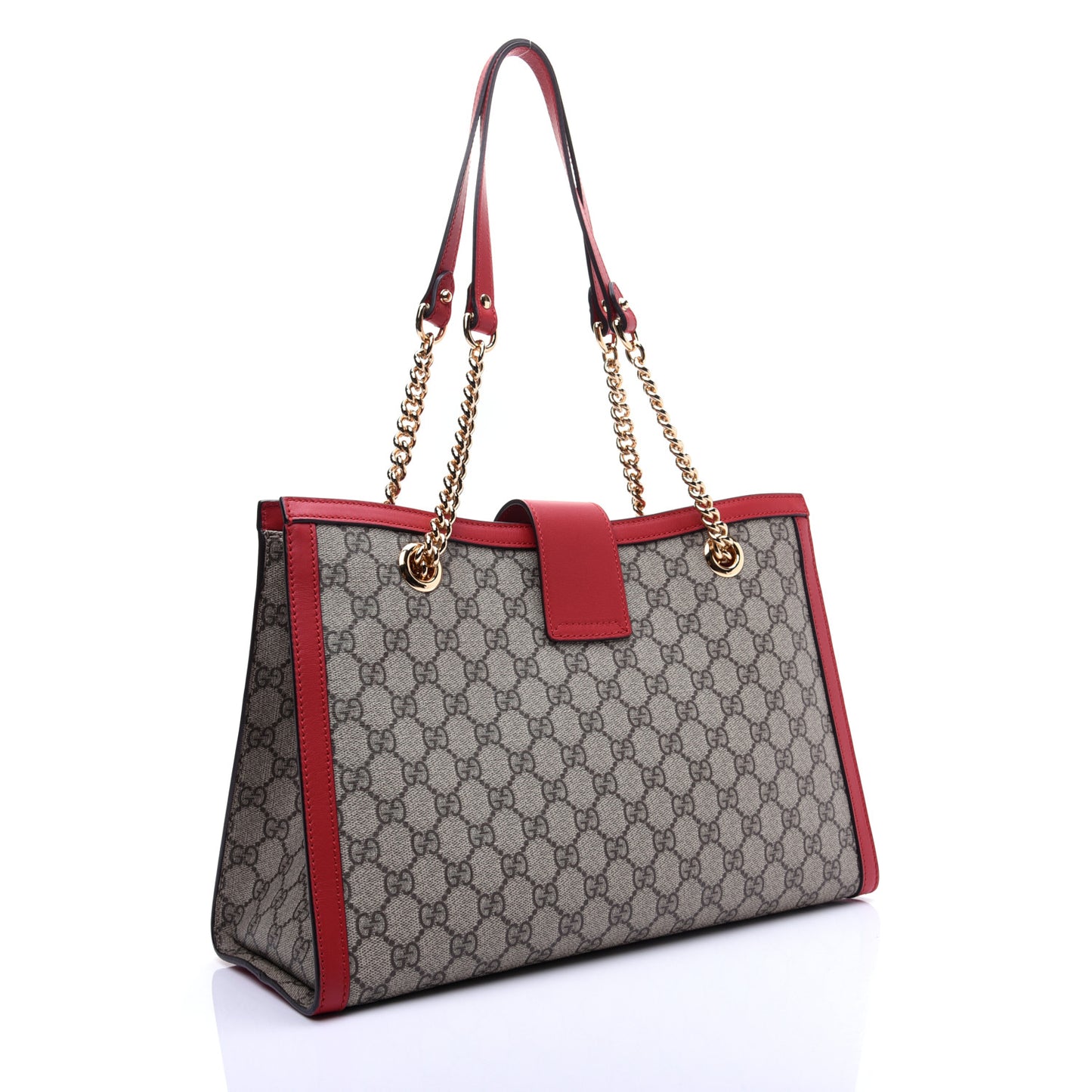 GG Supreme Monogram Medium Padlock Tote Hibiscus Red