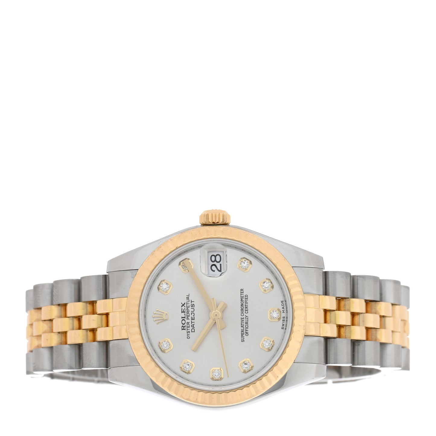 Stainless Steel 18K Yellow Gold Diamond 31mm Oyster Perpetual Datejust Watch Silver 178273