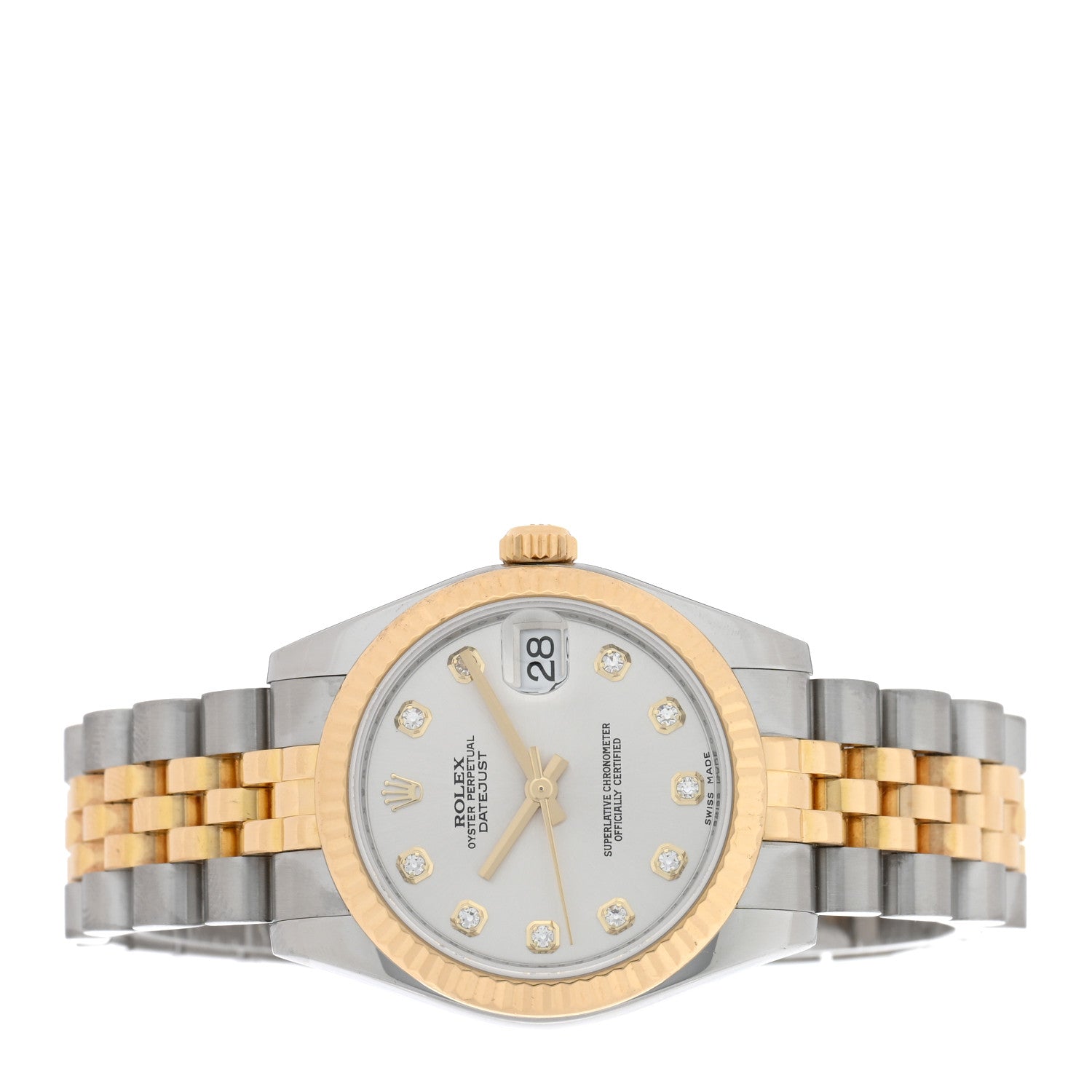 Rolex Stainless Steel 18K Yellow Gold Diamond 31mm Oyster Perpetual Datejust Watch Silver 178273 2 of 5