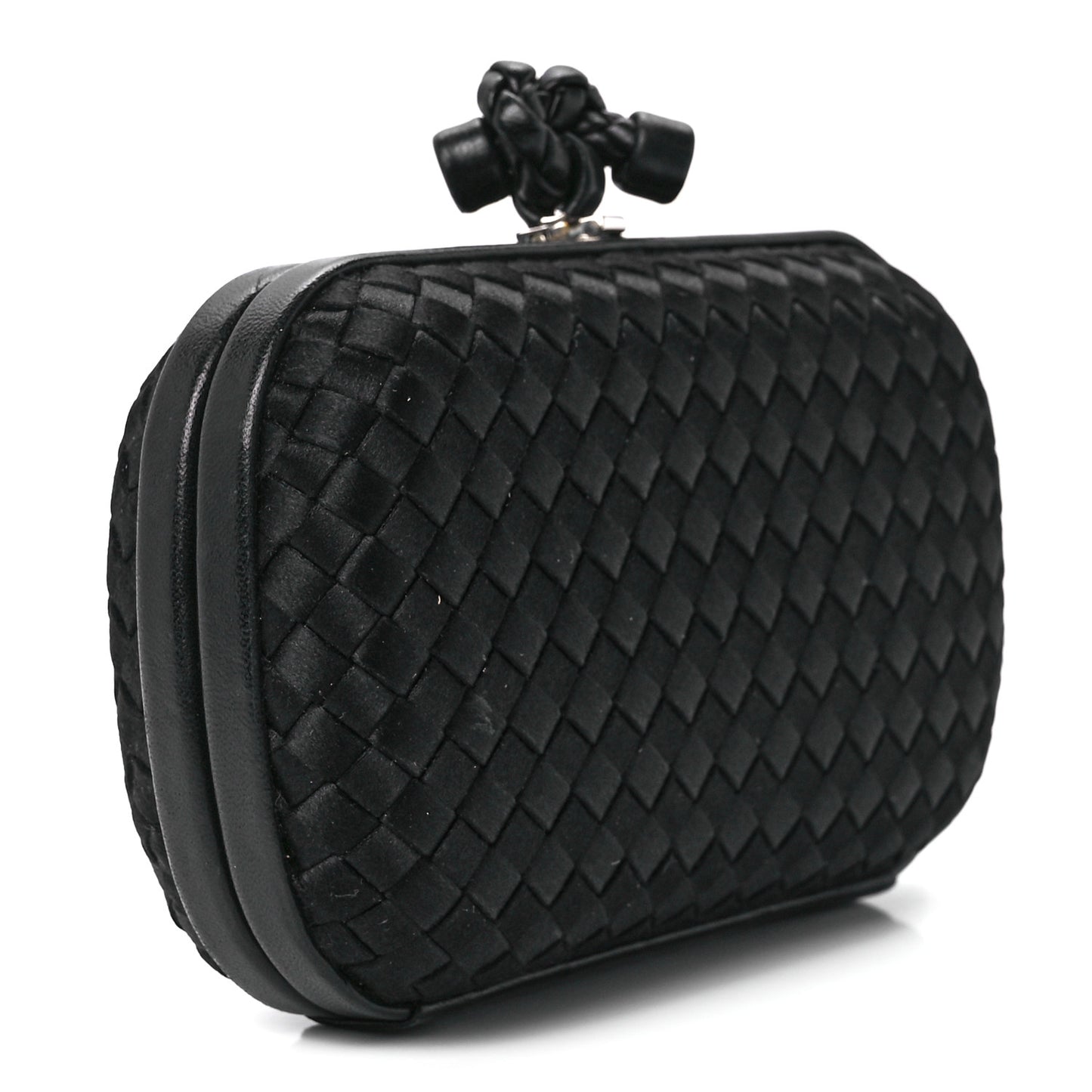 Satin Intreccio Impero Knot Clutch Black