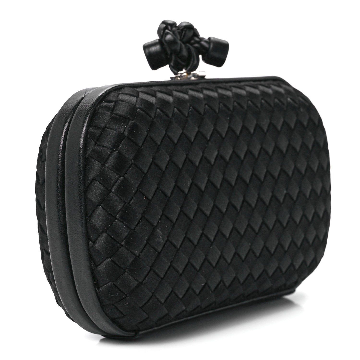 Bottega Veneta Satin Intreccio Impero Knot Clutch Black 3 of 11