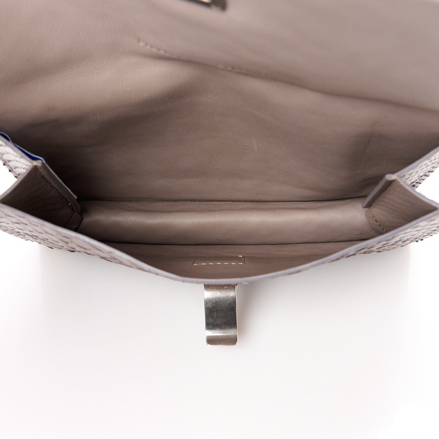 Snakeskin Small Lunch Bag Clutch Mushroom Ecru