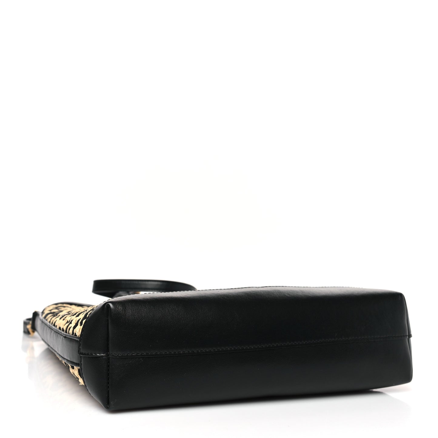 Raffia Calfskin Leopard Print Toy Shopping Tote Natural Black