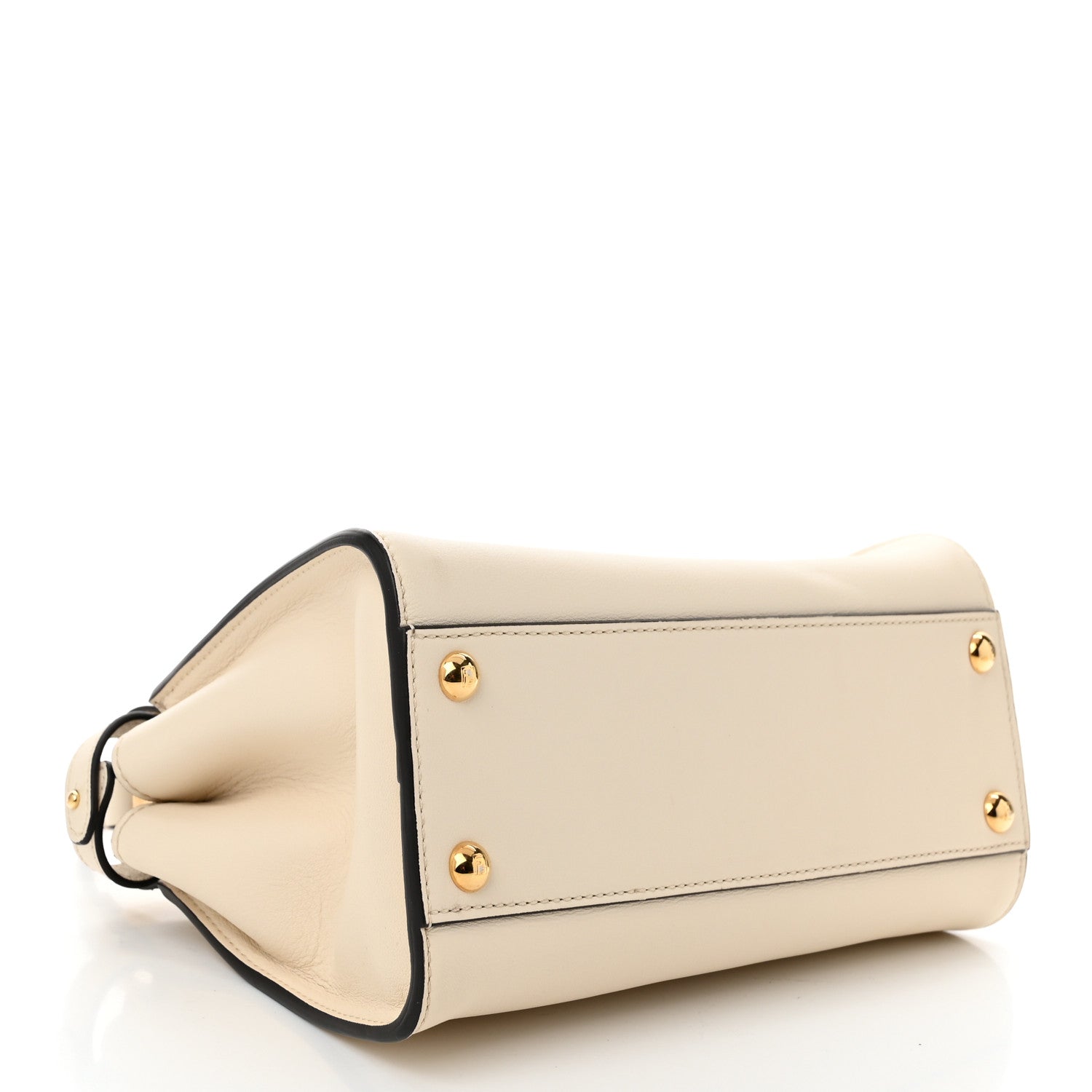Fendi Vitello Seta Suede FF Mini Peekaboo Iconic Satchel Uovo Sigaro Marrone 4 of 12