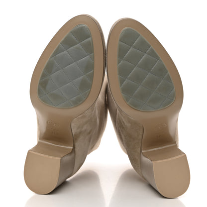 Chanel Suede Calfskin CC Short Boots 37.5 Beige 5 of 12