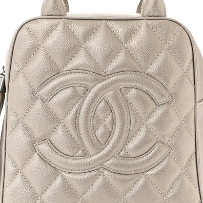 Chanel Metallic Caviar Quilted Vertical Bowler Light Gold 8 of 11