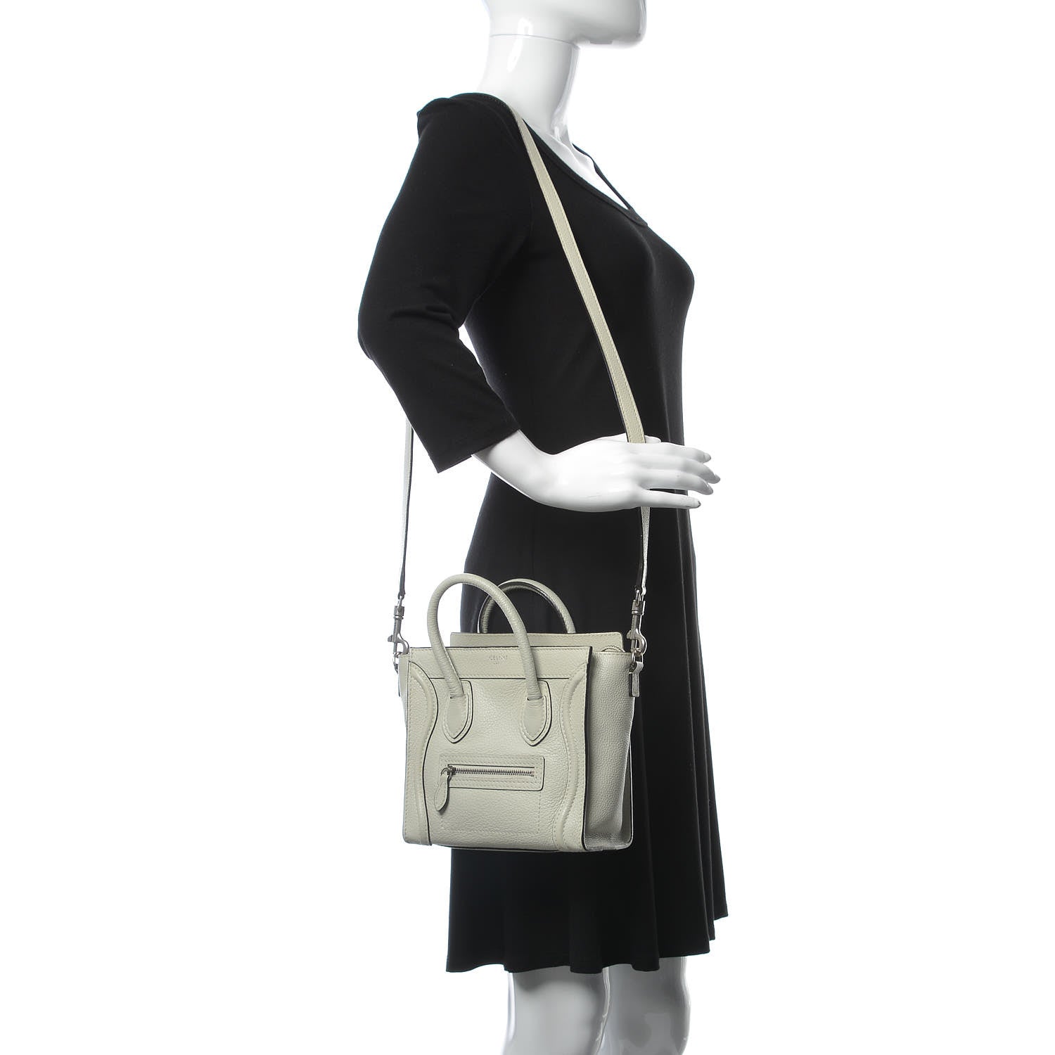 Celine Drummed Calfskin Nano Luggage Lune 3 of 18
