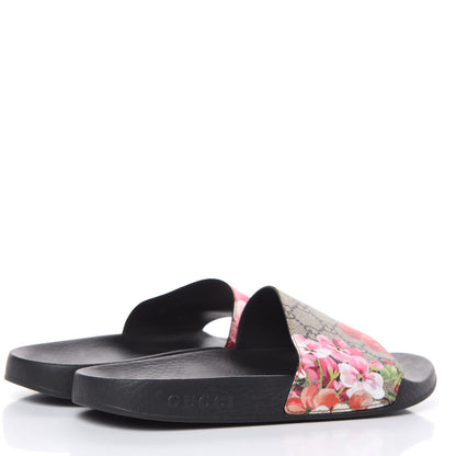 Gucci GG Supreme Monogram Blooms Slide Sandals 38 Beige Multicolor 4 of 11