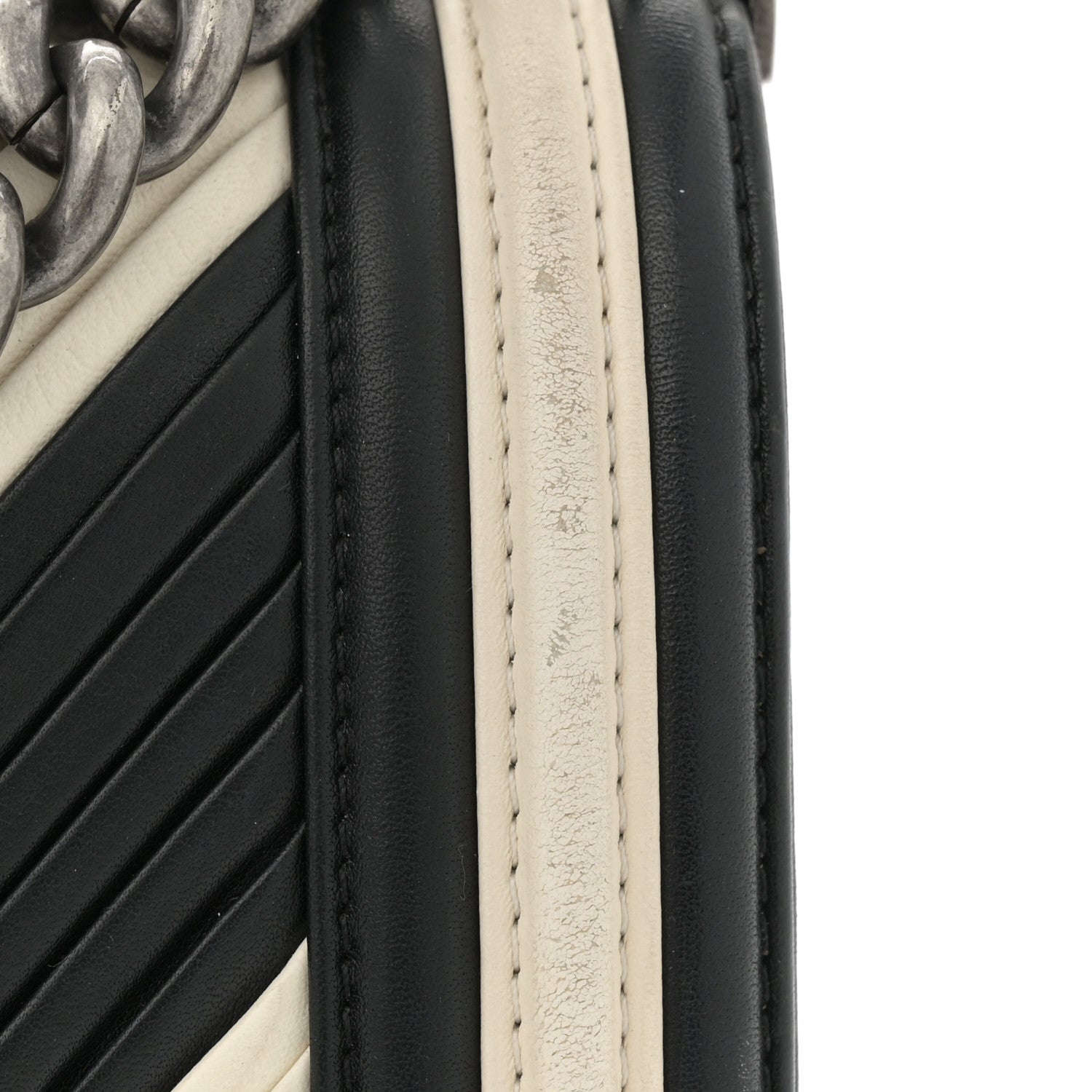 Chanel Calfskin Pleated Medium Boy In Rome Flap Black White 12 of 12