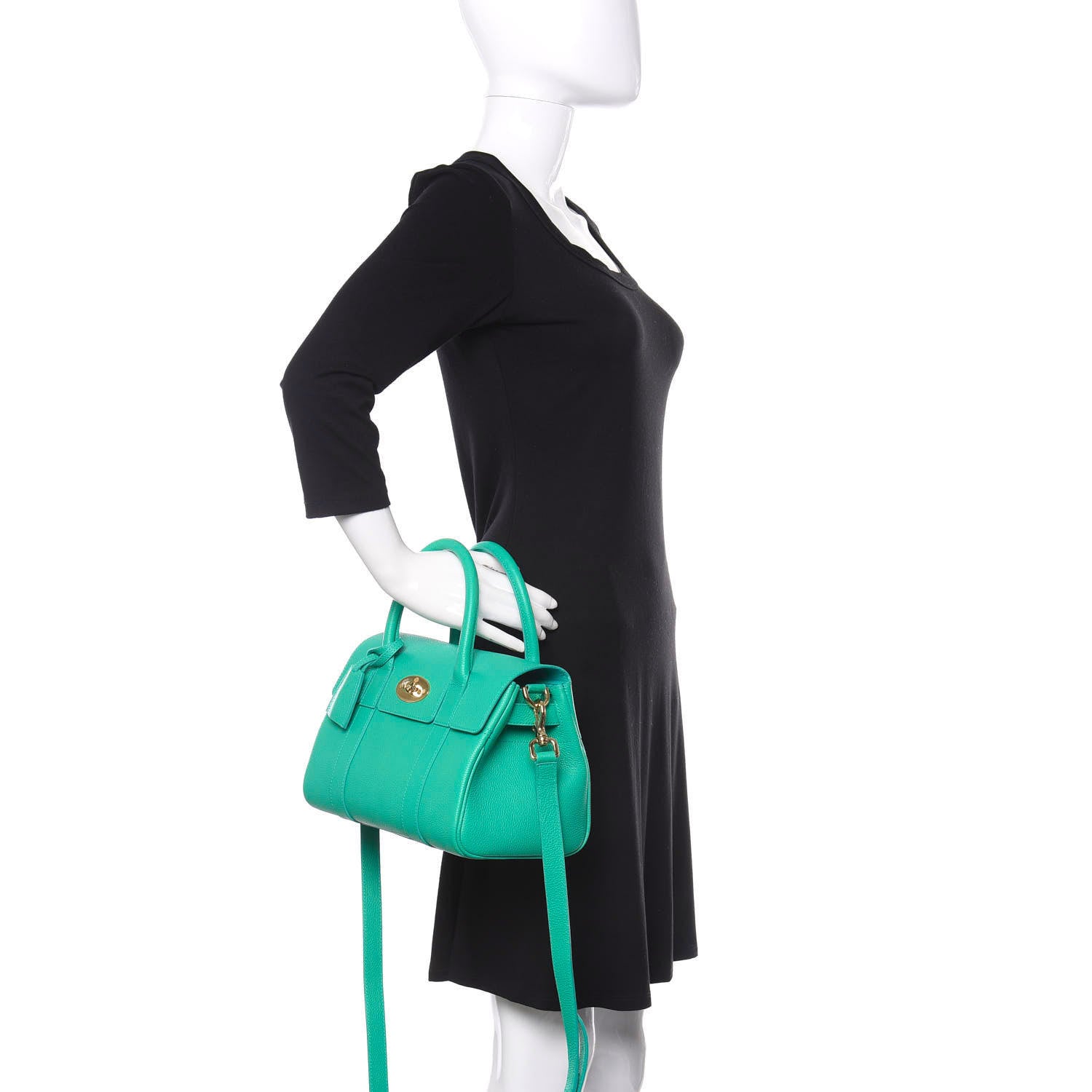 Mulberry Classic Grain Small Bayswater Satchel Aqua Green 3 of 13