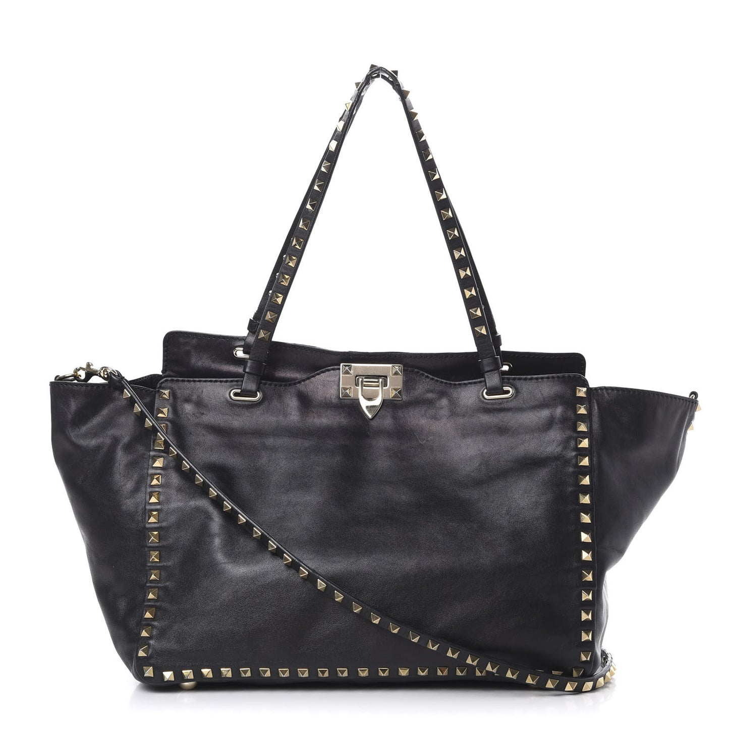 Vitello Medium Rockstud Tote Black