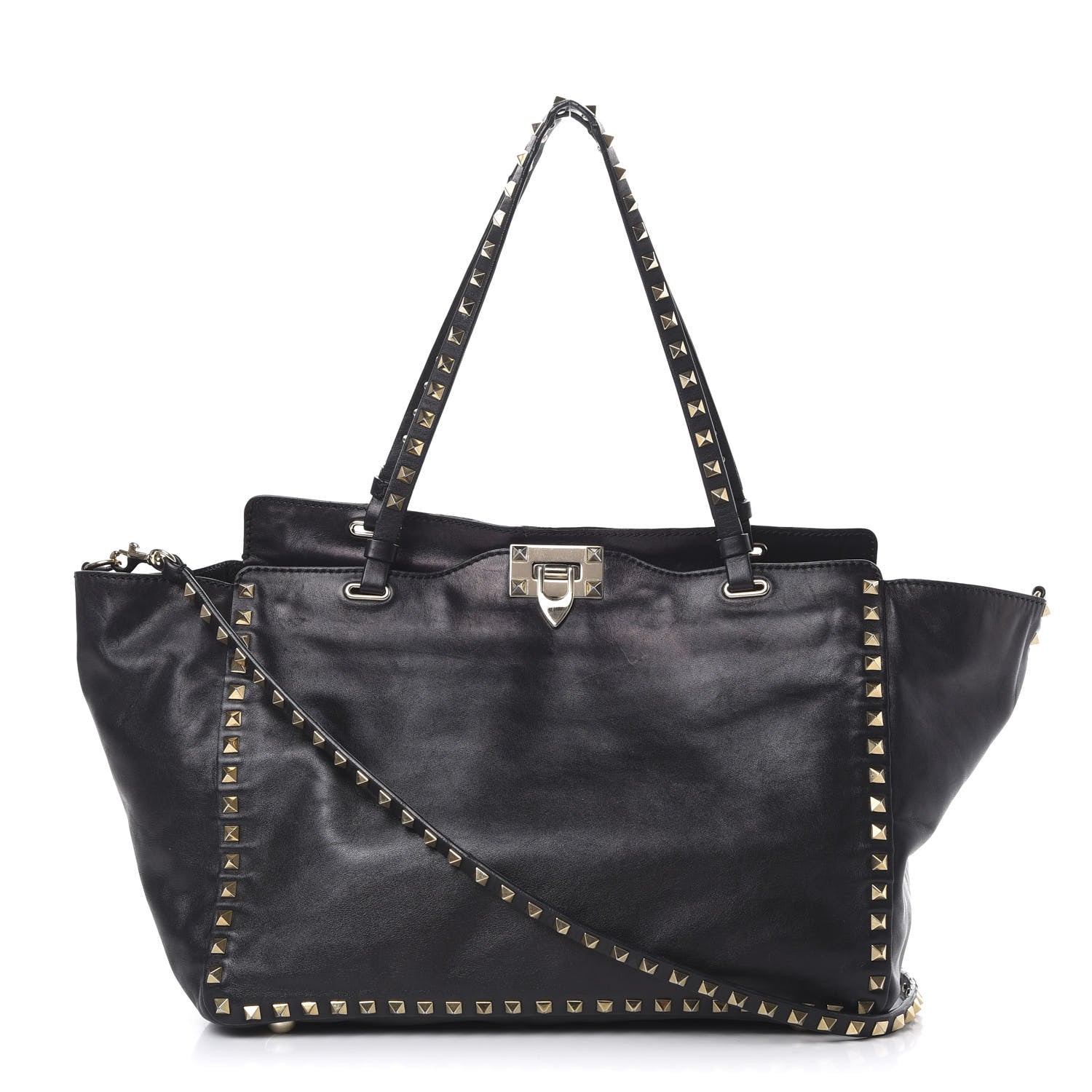 Valentino Garavani Vitello Medium Rockstud Tote Black 1 of 18