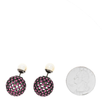 Christian Dior Crystal Pearl Mise En Dior Tribales Earrings Black Pink 2 of 5