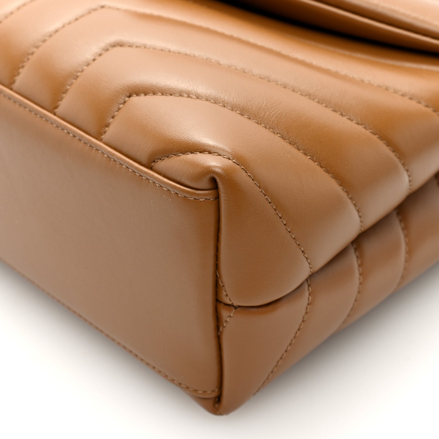 Calfskin Y Quilted Monogram Small Loulou Chain Satchel Dark Natural
