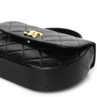 Chanel Shiny Aged Calfskin Quilted Top Handle Clutch With Chain Black 9 of 9