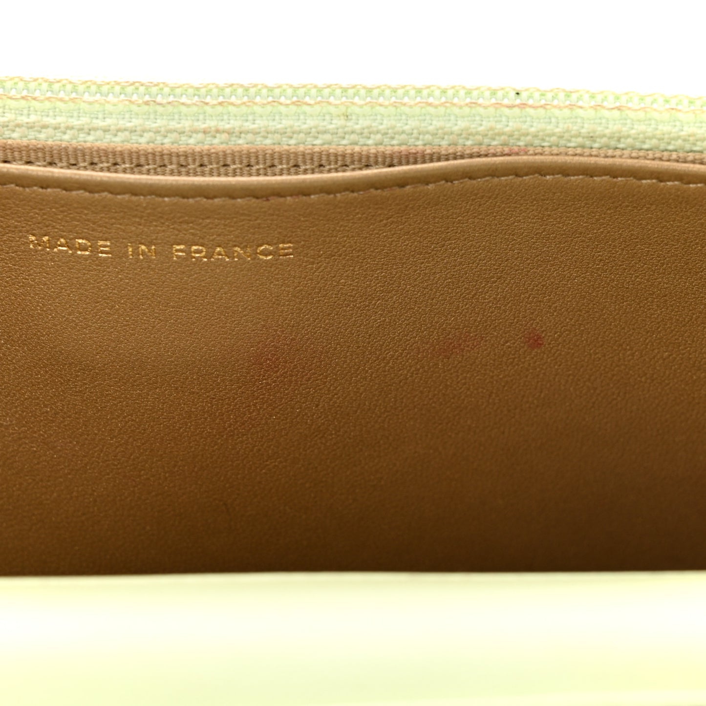 Lambskin Quilted CC Pearl Crush Wallet on Chain WOC Light Green