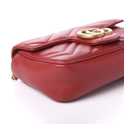Gucci Calfskin Matelasse Super Mini GG Marmont Shoulder Bag Hibiscus Red 6 of 10