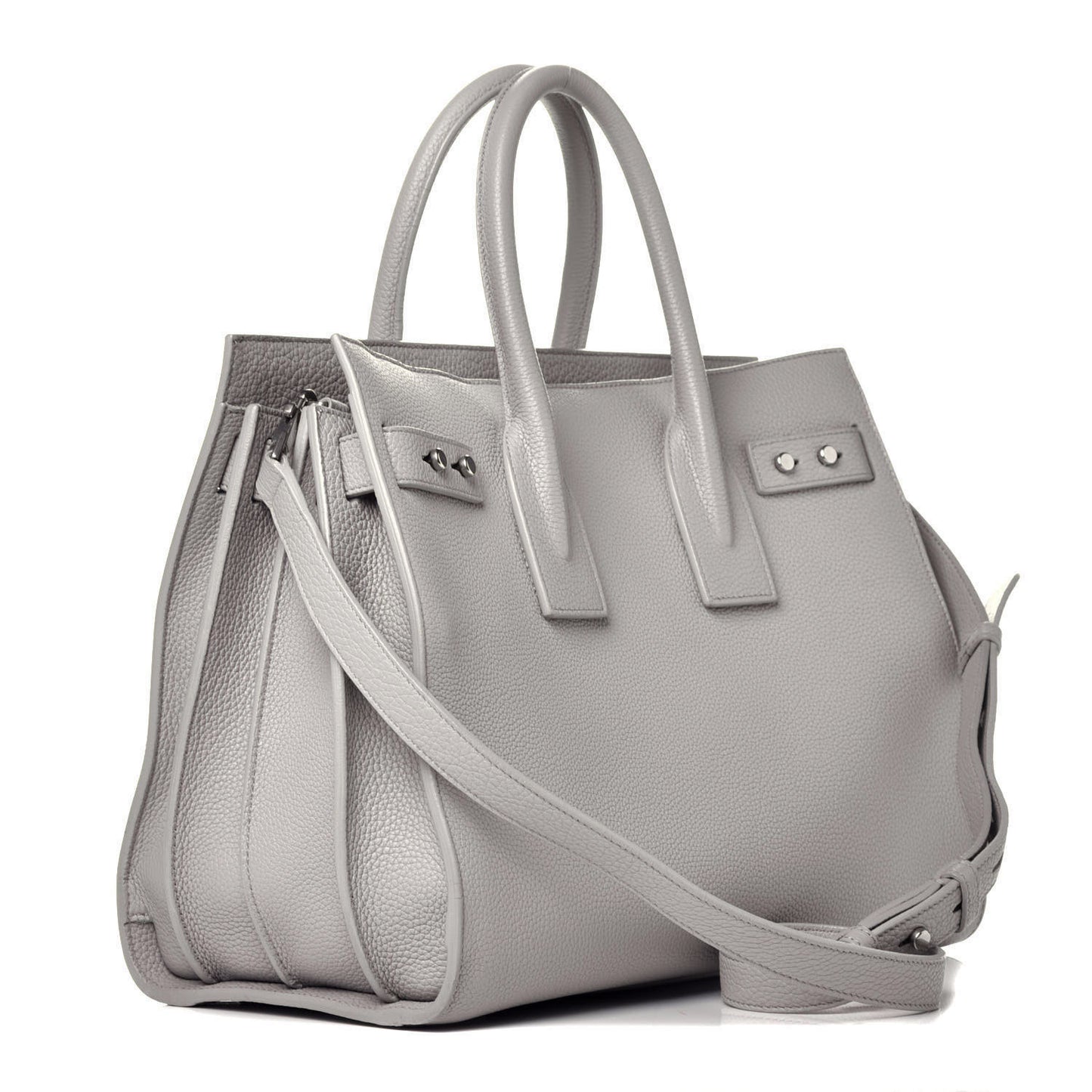 Grained Calfskin Small Supple Sac De Jour Grey